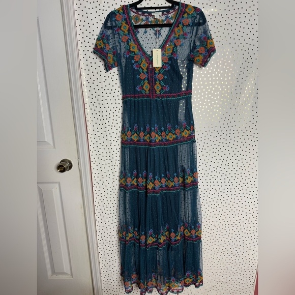Sundance Alize Embroidered Mesh Sheer Maxi Dress - Picture 1 of 11